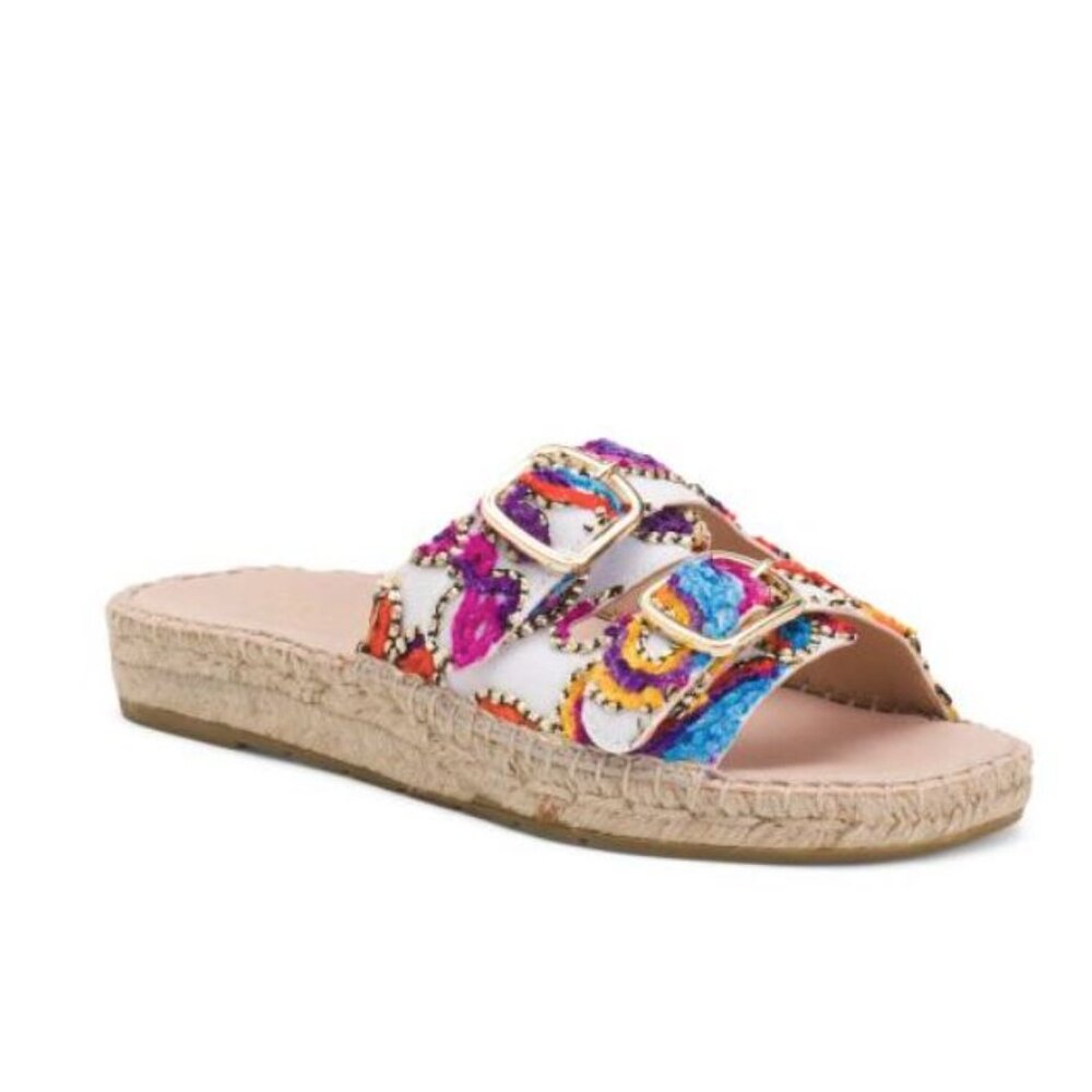 NEW Maypol Espadrille Embroidered & Sequins‎ Jute Two Band Sandals Made in Spain